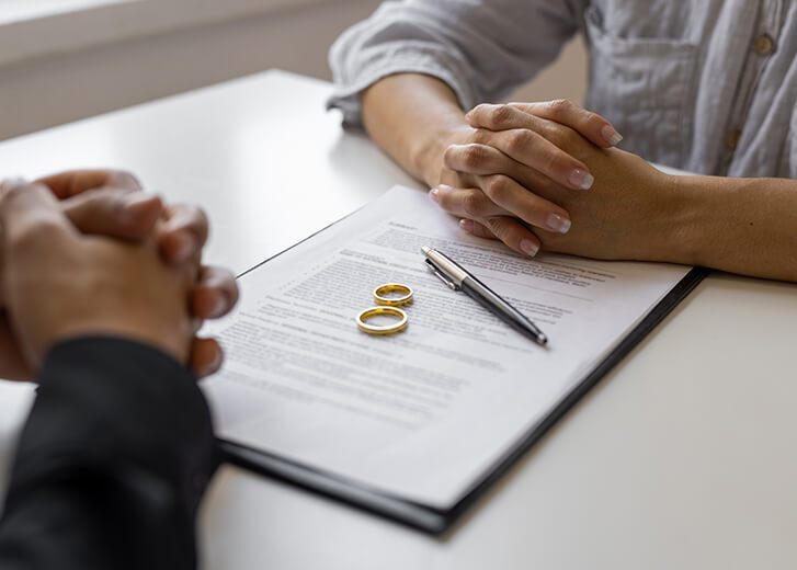 Divorce agreement and wedding rings