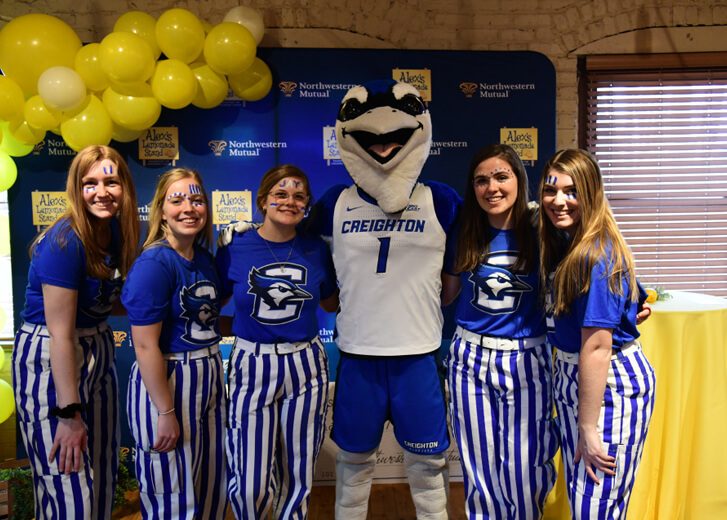 Creighton Mascot with fans